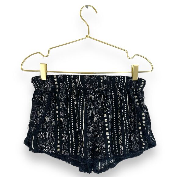 Ecote Women's Size S Shorts Tapestry Booty Pull On Boho Hippie Black & White 564 - Picture 1 of 6